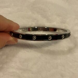 Coach Black Silver Enamel Bangle Bracelet